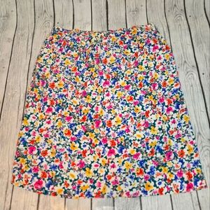Vintage 90s Floral Skirt Women Plus 20w Long Elastic Waist Multicolored Unlined